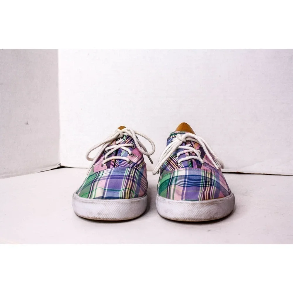 Polo Ralph Lauren Shoes Plaid Fabric Lace Up Sneaker Size 7